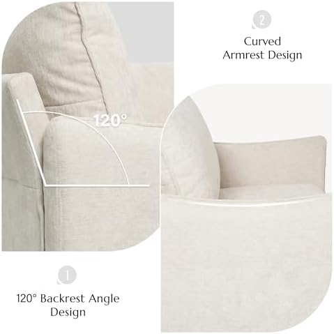Elegant Oversized Accent Chair for Living Room, 42.1", Chenille, Beige - Image 7