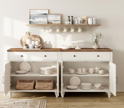 WAMAPT Buffet Cabinet with 4 Doors & 2 Drawers, Large Wood Sideboard Table - Image 4