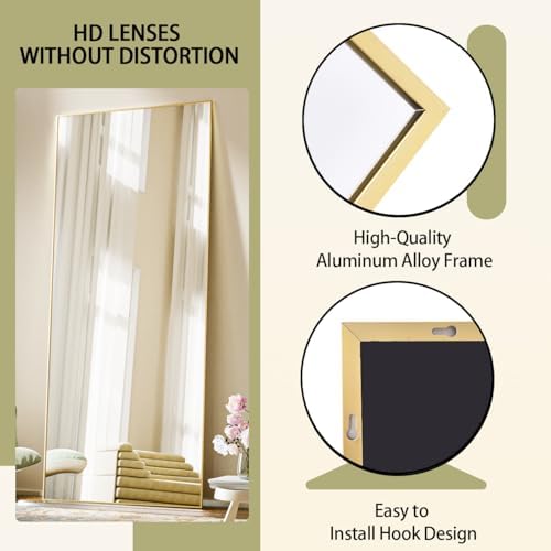 BEAUTYPEAK Full Length Mirror, 71"x26" Floor Mirrors, Gold - Image 3