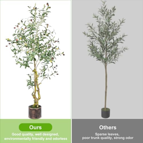 5FT Artificial Olive Tree Indoor - Lifelike Fake Olive Tree with Branches, Leaves & Fruits, Realistic Faux Tree for Bathroom, Office, Bedroom Decor, Compact Home Decor Plants - Image 7