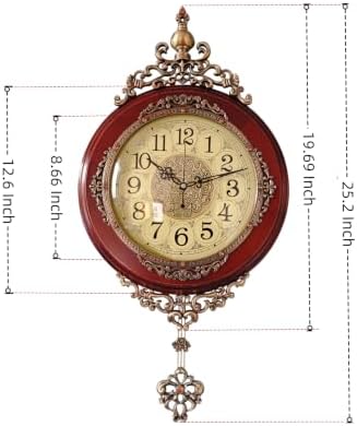 Vintage Wall Clock for Living Room Decor,25"H x 13"W Analog Clocks Silent - Image 2