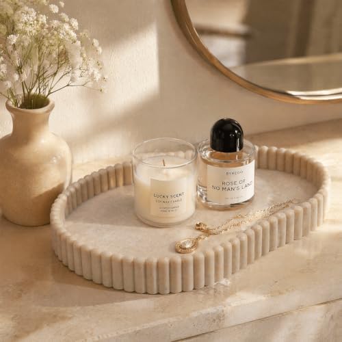 Faux Travertine Oval Vanity Tray for Bathroom Counter 9 x 7 Inch - Image 5