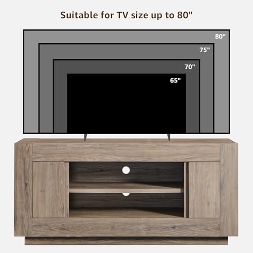 OKD 70" TV Stand for 80" TV, Thick Block Media Console, Alder Grey - Image 7