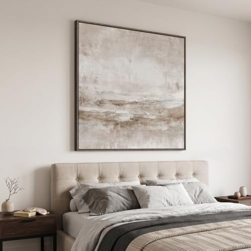 Oversized Framed Neutral Abstract Wall Art for Living Room Decor, 48x48 In - Image 3