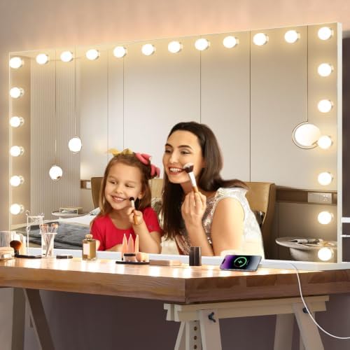 Ratsamee Hollywood Vanity Mirror with Lights, 24 Dimmable Bulbs, 3 Color Lights,Make Up Lighted Mirror, Aluminum Metal Frame, USB Charging Port（48" x 30"） - Image 6