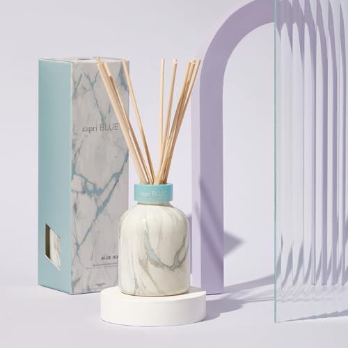 Capri Blue Reed Diffuser Set - Modern Marble Oil Diffuser, Sticks & Aroma Oil - Air Freshener for Home Decor - Blue Jean Scents (5.7 fl oz) - Image 2