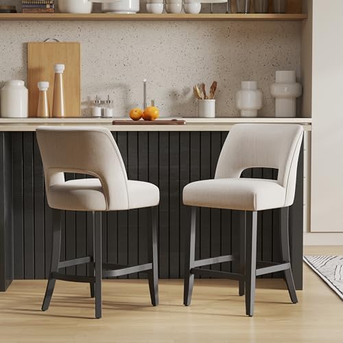 VKNOW Bar Stools Set of 2, 26" Upholstered Counter Height Bar Stools by VKNOW