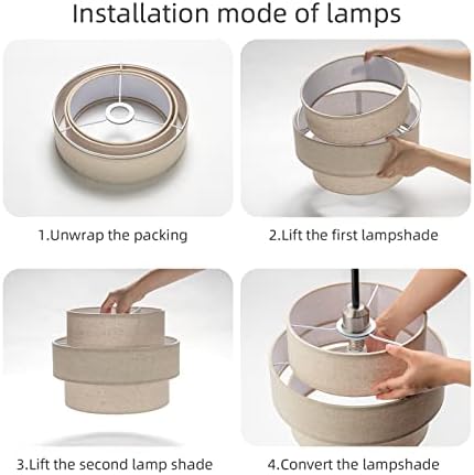 3-tier Drum Lamp Shade for Pendant Lighting Floor Lamps Replacement Shade, The Fibric Lampshade is made of Natural Linen by hand (Brown) - Image 4