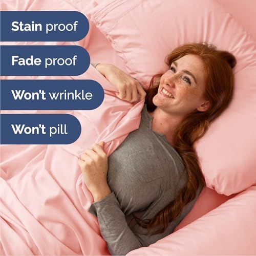 Cal King Size 4 Piece Sheet Set - Breathable & Cooling Sheets - Baby Pink - Image 5
