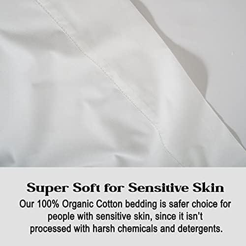 LANE LINEN Queen Sheets 100% Organic Cotton 8pc Percale Cooling - White - Image 7