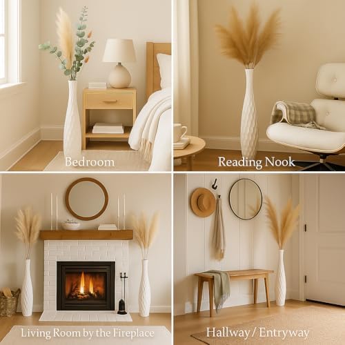 Leewadee Large Floor Vase 26 inches Mango Wood for Pampas Grass, Dried Flowers - Image 4