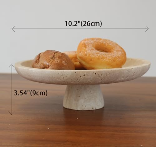 Nawgnail Natural Travertine Fruit Bowl for Kitchen Counter 10.2", Large Decorative Bowl Pedestal for Home Decor, Fruits Holder For Dining Table - Kitchen Organization - Image 2