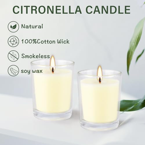 Set of 20 x 2.0 oz Votive Citronella Candles in Glass Cup Decorative Candle Yellow Citronella Tea Lights Indoor Outdoor Patio Scented Candles Bulk… - Image 4