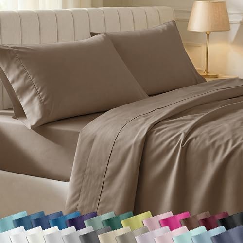 California Design Den 100% Cotton Sateen Twin Size Sheet Set, 3 Pcs, Mocha by CaliforniaDesignDen