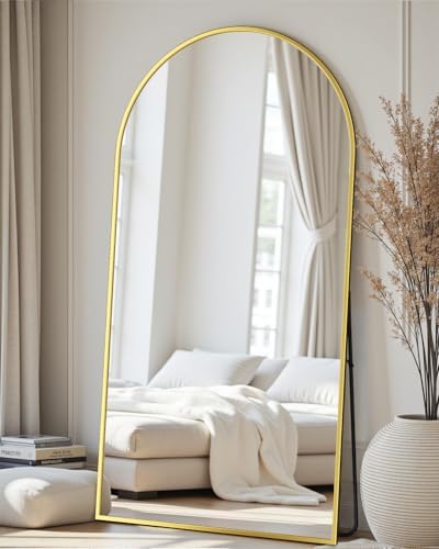 82"x44" Arched Full Length Mirror with Stand,Full Body Floor Mirror by CoomilyBrandStory