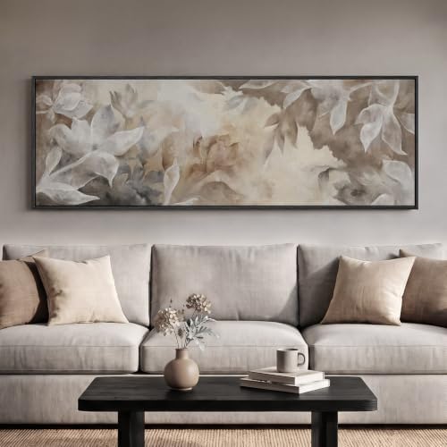 Large Framed Abstract Floral Wall Art for Living Room, Horizontal 60x20 In by Cuspin