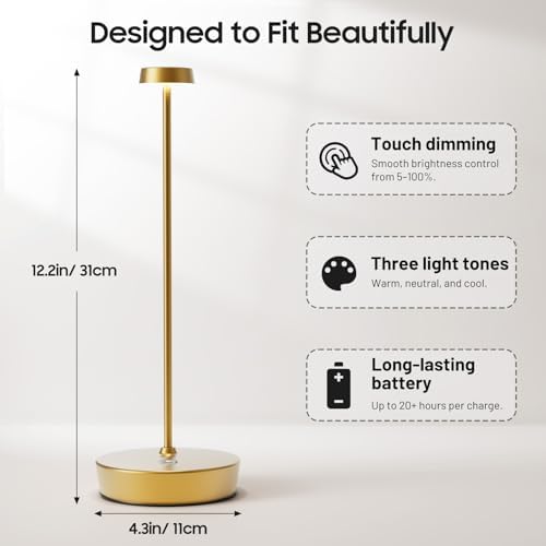2 Pack Rechargeable Cordless Table Lamp, 6000mAh Battery Table Light - Image 3