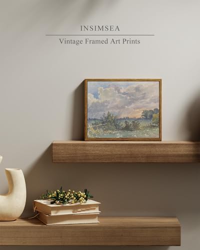 InSimSea Framed Canvas Wall Art, Vintage Landscape Art for Living Room Hallway Shelf, 10x8in,English Countryside Watercolor Painting, Rustic Farmhouse Cozy Cottage Mid Century Small Decor - Image 2
