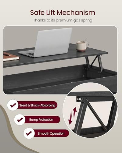 VASAGLE Lift Top Coffee Table with Hidden Storage, Gas Spring - Image 4