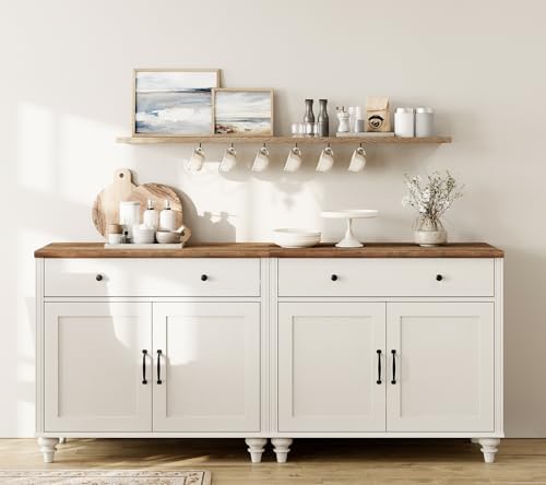 WAMAPT Buffet Cabinet with 4 Doors & 2 Drawers, Large Wood Sideboard Table by WAMPAT