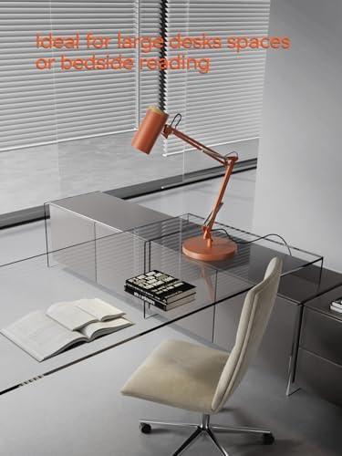 TORCHSTAR Tall Swing Arm Desk Lamp with Wooden Accent, Large Size, Orange - Image 5