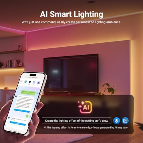 NEEWER 16.4ft/5m LED Strip Lights Front Lit, Smart AI App Control RGB IC Cuttable Neon Rope Light Color Change for Bedroom Gaming Room Home Indoor Wall Decor, Compatible with Google and Alexa, NS01 - Image 5