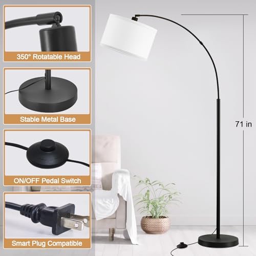 Luvkczc 71" Arc Floor Lamp for Living Room with Adjustable Lamp Head, - Image 4