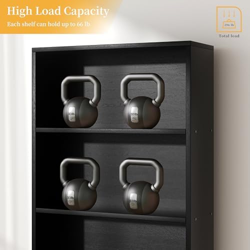 6-Tier Bookshelf, Modern Open Bookcase,6 Shelf Display Storage Shelves Floor Standing, 71 inches Tall Shelves for Home Office, Black - Image 4