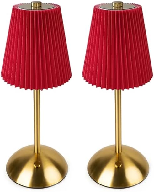 2pack Red Cordless Rechargeable LED Table Lamp,3 Colors, Dimmable,2200mAh, Touch Control, Portable Night Light for Bedroom, Restaurant,Christmas Decorations. by GTQPS
