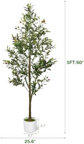 5FT Artificial Olive Tree Indoor Tall Faux with Planter - Image 2