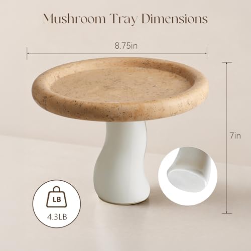 SAMAH Natural Marble Tray, Art Fruit Bowl for Kitchen Counter, Living Room, Vanity, Coffee Table Decor, Mushroom Jewelry Tray for Trinkets, Perfume, Keys, Housewarming Gifts New Home (Yellow) - Image 5