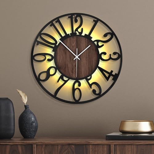 20 Inch Large Metal Wall Clock with Voice and Light Sensor Night Light, Glow in The Dark Non-Ticking Silent Battery Operated Decorative Oversized Wall Clock for Bedroom Living Room Decor by ArtfulClocksBeautifulMoments