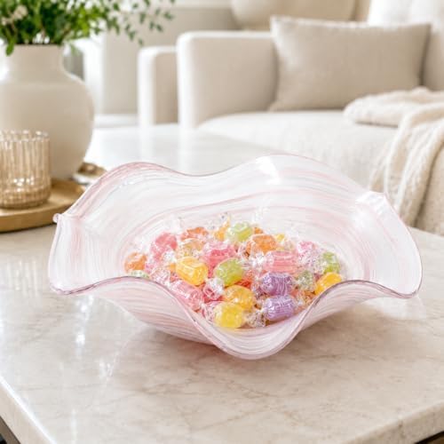 Hand Blown Glass Bowl Decorative Dish Fruit Bowl Home Decor - Image 2
