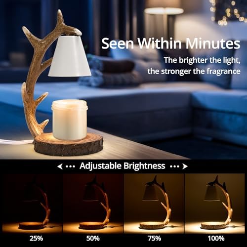Candle Lamps,Candle Warmer Lamp with Timer Dimmer for New Home Bedroom Decoration Handcrafted with Resin Reindeer Antler Design Desktop lamp，Hand-Painted Night Desk lamp Creative Birthday Gifts - Image 2