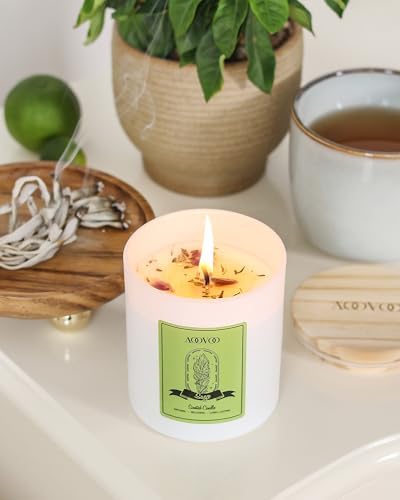 AOOVOO Sage Scented Candles for Women - Aromatherapy Candle with Crystals Inside, 10oz Soy Candles for Home Scented, Birthday Gifts Valentines Day Candle for Women Mom - Image 3