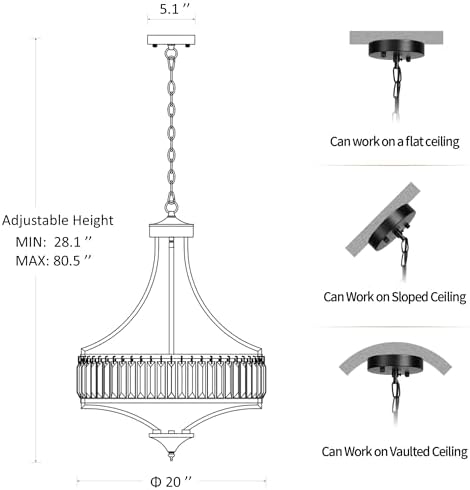 CNRATYE 5-Light Black Crystal Chandelier for Dining Room, Modern Farmhouse - Image 6