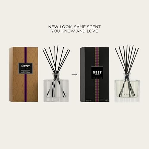 NEST New York Reed Diffuser, Moroccan Amber - 5.9 fl oz - Fragrance for Up to 90 Days - Reusable, Refillable Glass Holder - Includes 8 All-Natural Reed Sticks - Flame Free - Image 2