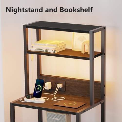 Furnulem Nightstands Set of 2,Tall Night Stand & Bedside Table with Charger - Image 4
