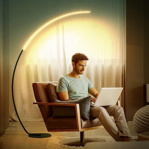 NUÜR 67" Black and Gold Arc Floor Lamp, Modern LED Standing Lamp - Image 4