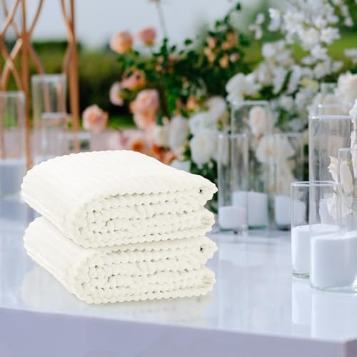 Buryeah 12 Pcs Flannel Blankets Bulk,Fall Outdoor Wedding, Light Beige - Image 6