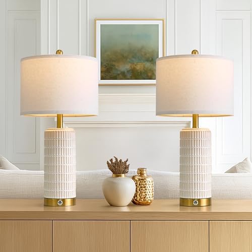 PoKat Touch Bedside Table Lamps with 2 USB for Bedroom Living Room, 25'' - Image 6