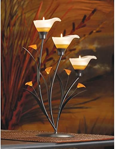 Accent Plus Candle Holder Christmas Decorations Indoor Outdoor Home Decor Valentine’s Day Amber Lilies Tabletop Christmas Candle Holder Wedding Centerpiece Tealight Candle, 9.3 X 4.75 X 13.3 Inches - Image 2