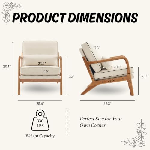 Karl home Mid-Century Modern Accent Reading Chair, Beige - Image 2