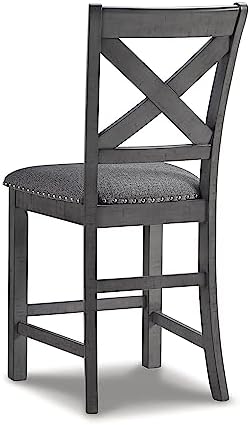 Signature Design by Ashley Myshanna Modern Farmhouse 25" Counter Height Upholstered Barstool, Set of 2, Dark Gray - Image 6