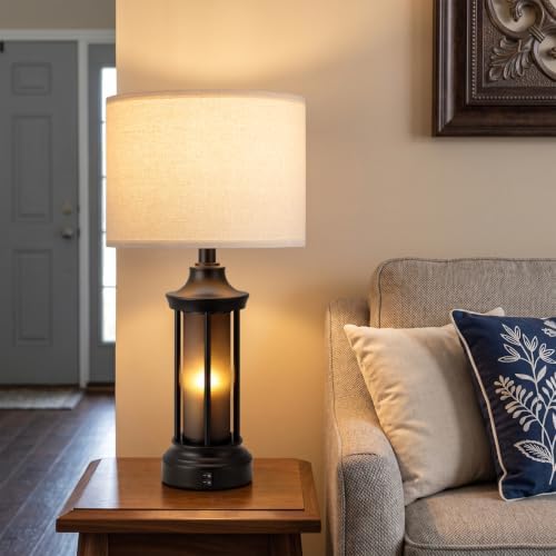 Seealle 24" Farmhouse Table Lamps for Living Room, Bedside Lamps Set of 2 - Image 6