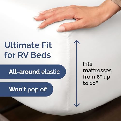 Short Queen Size 4 Piece Bed Sheet Set - RV Short Queen Sheets - White - Image 3