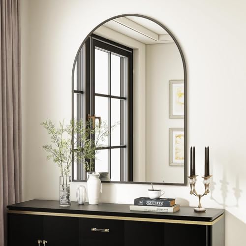 VooBang Arched Wall Mirror, 30 x 38 inch Arch Bathroom Mirror Black - Image 2