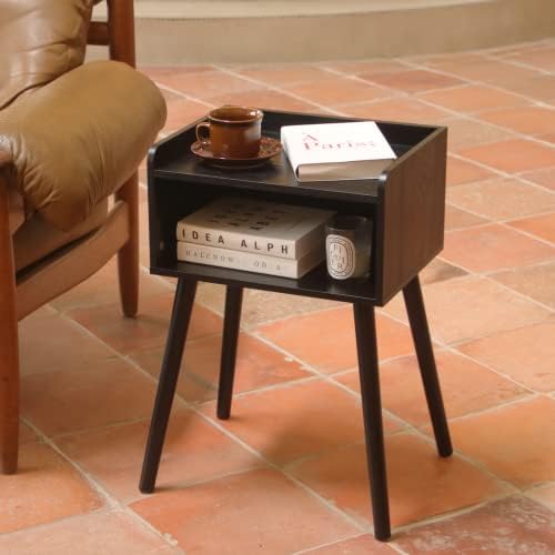 MaxSmeo Nightstand, Mid Century Black Side Table Bedroom with Storage - Image 6