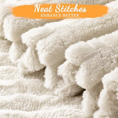 Buryeah 24 Pcs Flannel Blankets Bulk,Fall Outdoor Wedding, Beige - Image 3