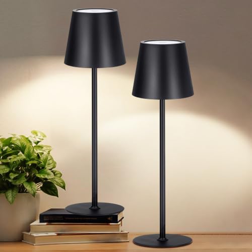 Retisee 2 Pack Cordless Table Lamp Portable Rechargeable Lamp, Black by Retisee